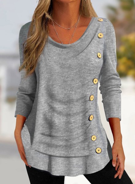 

Casual Regular Fit Crew Neck Shirt, Gray, Shirts & Blouses