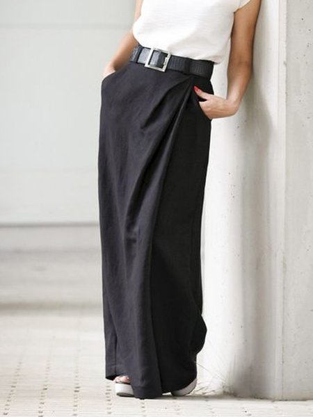 

Plain Loose Urban Skirt, Black, Skirts