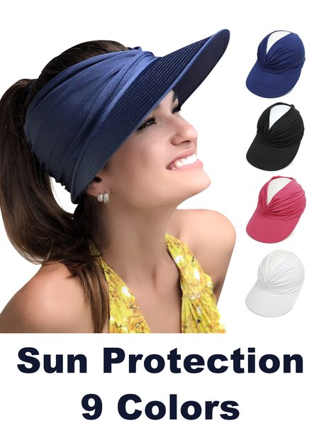 

9 Colors Solid Color Women's Sun Visor, Navyblue, Women Hats