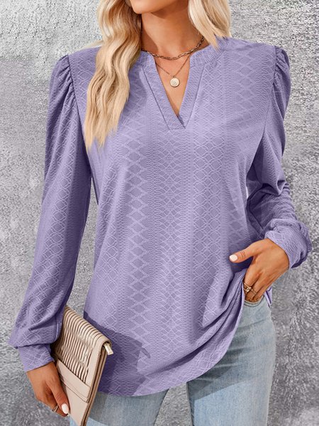 

Casual Plain Regular Fit V Neck Shirt, Purple, Shirts & Blouses