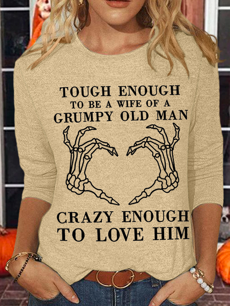 

Women's To Be Wife Cotton-Blend Casual Long Sleeve Shirt, Khaki, Long sleeves