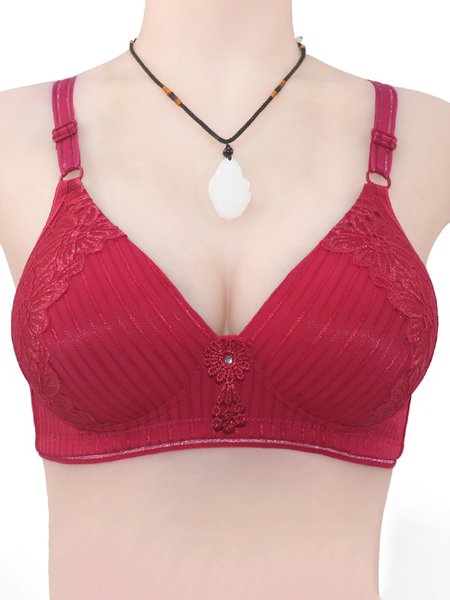 

Breathable Casual Lace Bra & Bralette, Wine red, Crop Bras