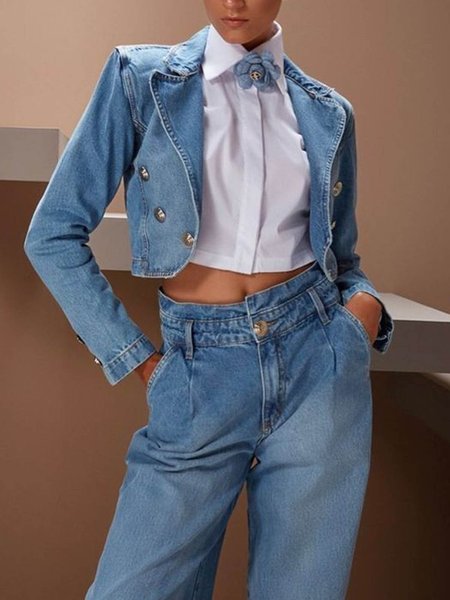 

Regular Fit Urban Plain Denim Coat, Blue, Jackets