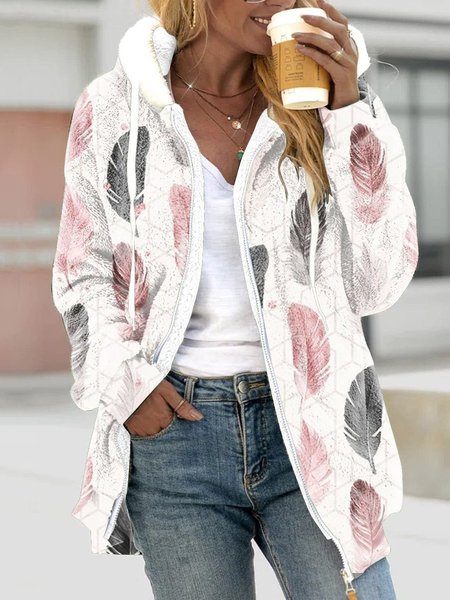 

Casual Hoodie Loose Ombre Teddy Jacket, White, Jackets& Coats
