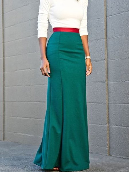 

Loose Plain Urban Skirt, Green, Skirts