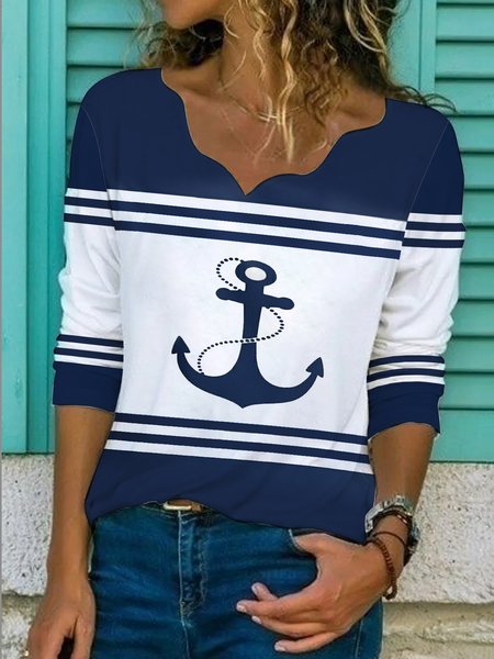 

Anchor Loose Casual T-Shirt, Navy blue, T-Shirts