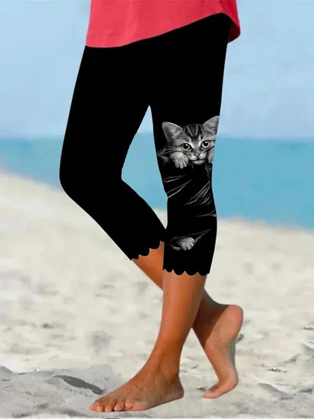 

Casual Animal Regular Fit Legging, Black, Leggings