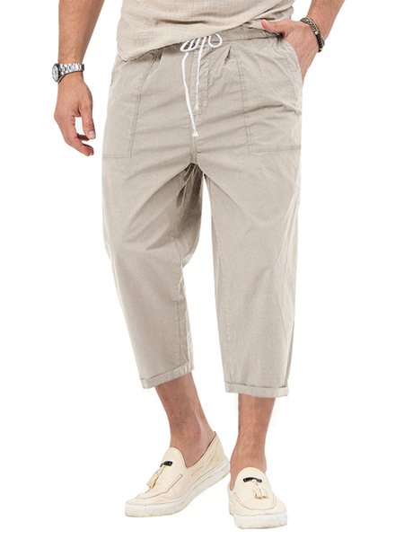 

Regular Fit Casual Plain Pants, Apricot, Pants