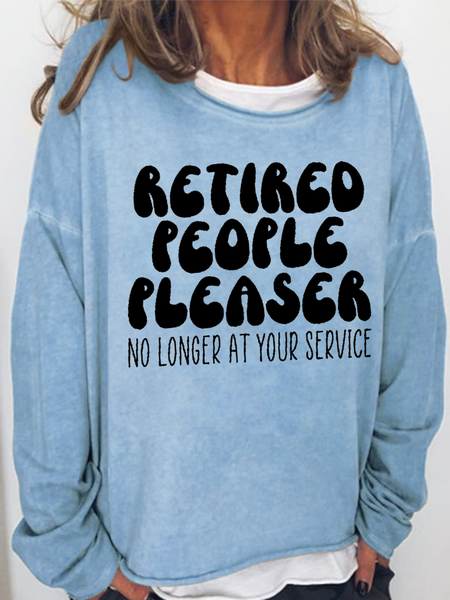 

Women's Retired People Pleaser Crew Neck Text Letters Casual Sweatshirt, Light blue, Hoodies&Sweatshirts