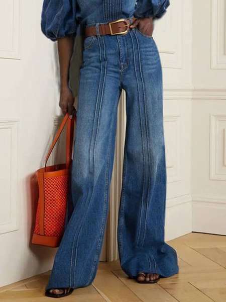 

Urban Regular Fit Wide leg Denim Jeans, Blue, Jeans