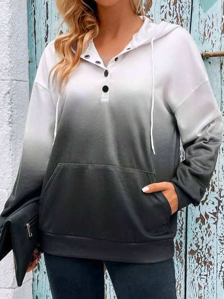 

Ombre Hoodie Loose Casual Hoodie, Black, Sweatshirts & Hoodies