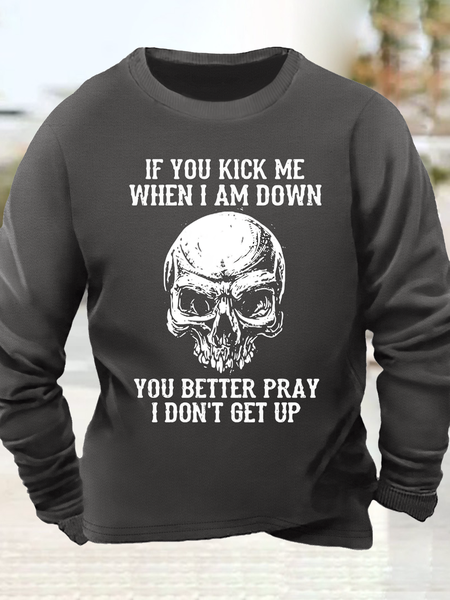 

Men's Skull Crew Neck Casual Sweatshirt, Gray, Hoodies&Sweatshirts
