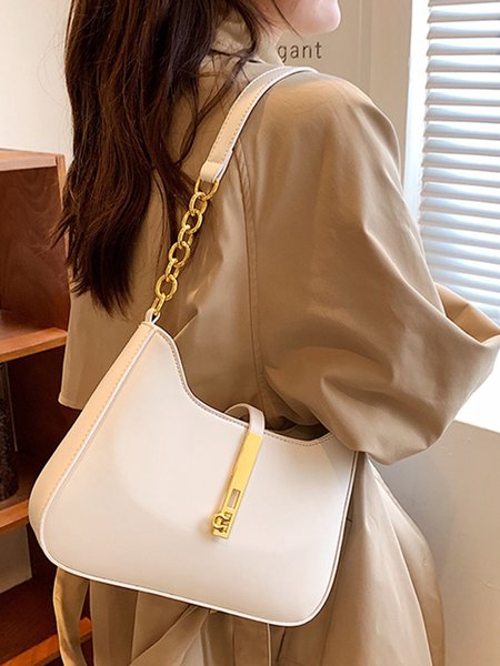 

Commuting Simple Lock Buckle Underarm Bag, Off white, Shoulder Bags