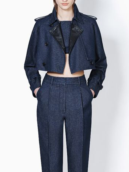 

Regular Fit Plain Shawl Collar Long Sleeve Urban Jacket, Denim blue, Jackets