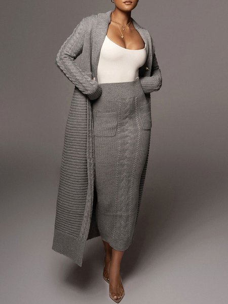 

Urban Loose Shawl Collar Plain Sweater Coat, Gray, Cardigans