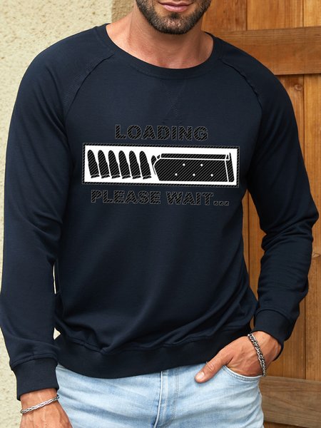 

Men’s Loading Please Wait Cotton-Blend Loose Casual Animal Sweatshirt, Dark blue, Hoodies&Sweatshirts