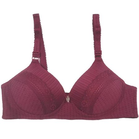 

Women's Breathable Comfortable Lace Daily Casual Bra & Bralette, Wine red, Crop Bras