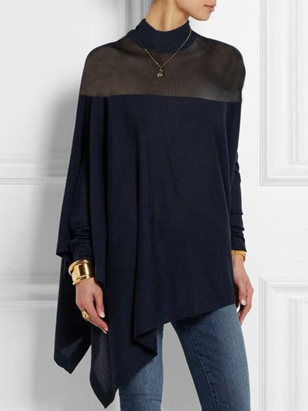 

Turtleneck Urban Long Sleeve Loose Shirt, Deep blue, Blouses and Shirts