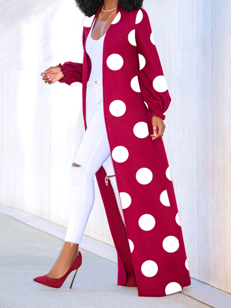

Lightweight Long Sleeve Urban Geometric Loose Long Kimono, Wine red, Kimonos