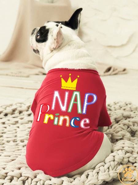 

Nap Prince Dog OutfitPet Matching T-Shirt, Red, Pet T-shirts