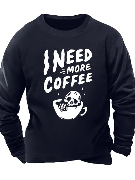 

Men’s Ineed More Coffee Humor And Irony Crew Neck Cotton-Blend Casual Sweatshirt, Dark blue, Hoodies&Sweatshirts