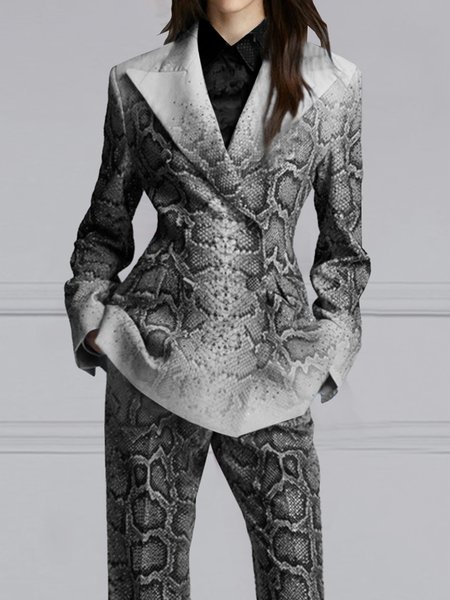 

Urban Snakeskin Shawl Collar Regular Fit Blazer, Gray, Blazers