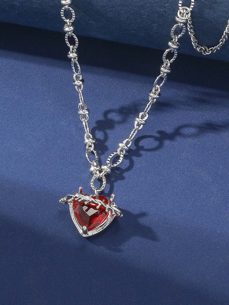 

Halloween Day Heart Red Crystal Pendant Necklaces, As picture, Necklaces