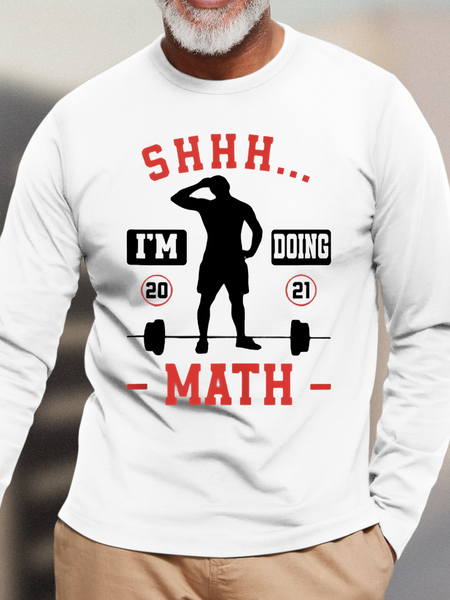 

Men's tops boo i'm doing math fitness tops weightlifters, White, Long Sleeves