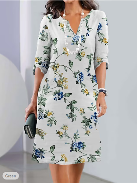 

Floral Half Open Collar Casual Dress With No, Color6, Dresses