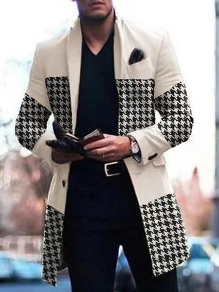 

Regular Fit Shawl Collar Plaid Coat, Color7, Jackets
