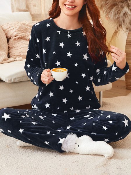 

Coral Velvet Loose Pajama Set, As picture, Loungewear & Sleepwear