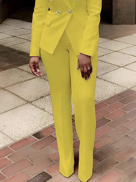 

Daily Plain Urban Regular Fit Fashion Pants, Yellow, Pants