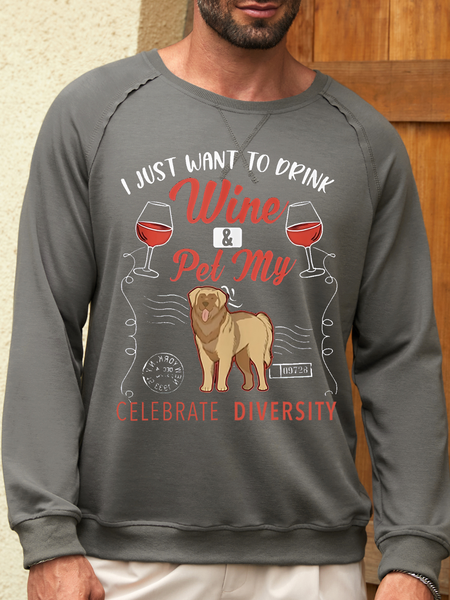 

Men's Hoodie I just want to have a drink and pet my dog, Gray, Hoodies&Sweatshirts