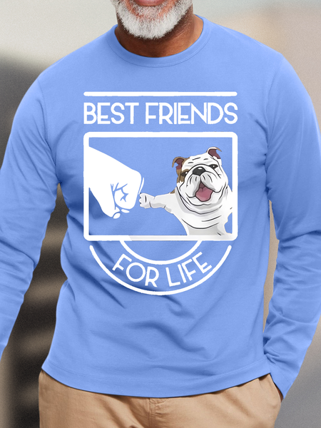 

Men's ext Letters Loose Casual Cotton Top, Light blue, Long Sleeves