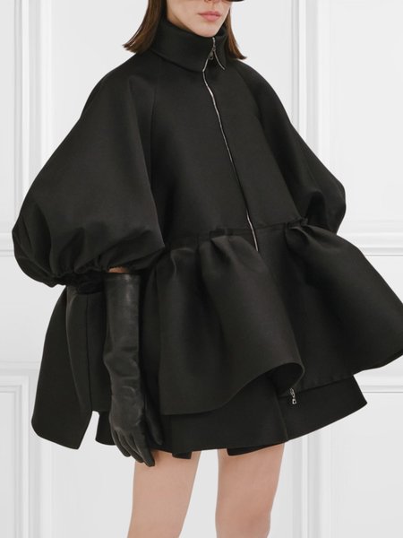 

Loose Elegant Plain Half Sleeve Jacket, Black, Jackets