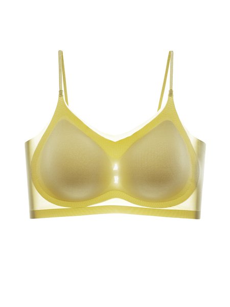 

Breathable Comfortable No Marking Ultra-Thin Removable Molded Cup Bra, Yellow, Crop Bras