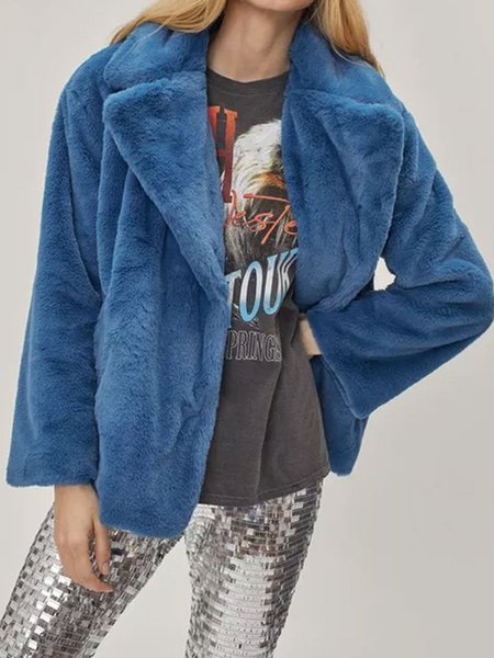 

Casual Shawl Collar Leather & Faux Leather, Blue, Coats