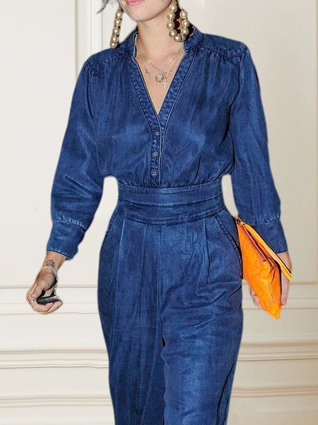 

Urban Long Sleeve Loose Denim Blouse, Blue, Blouses and Shirts