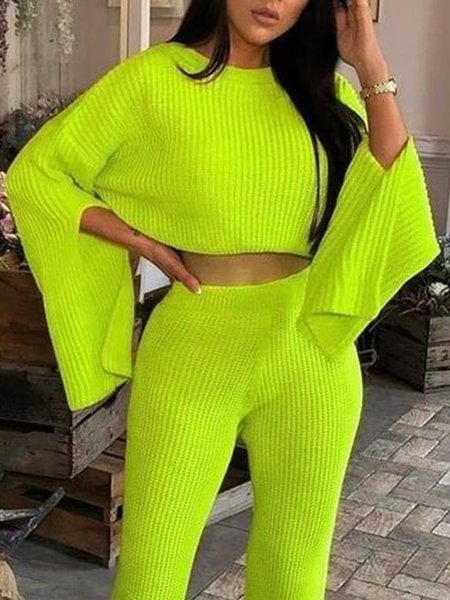

Loose Crew Neck Long Sleeve Urban Sweater, Green, Pullovers