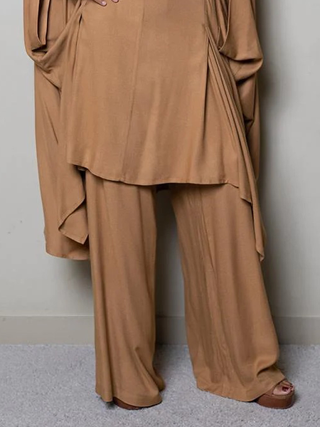 

High Elasticity Loose Plain Casual Long Sweatpants & Joggers, Brown, Pants