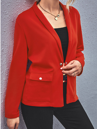 

Regular Fit Shawl Collar Casual Plain Blazer, Red, Blazers