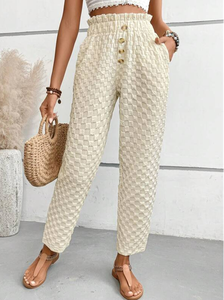 

Plain Casual Loose Pants, Off white, Pants