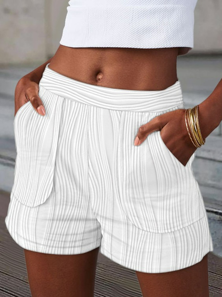 

Plain Loose Casual Shorts, White, Shorts