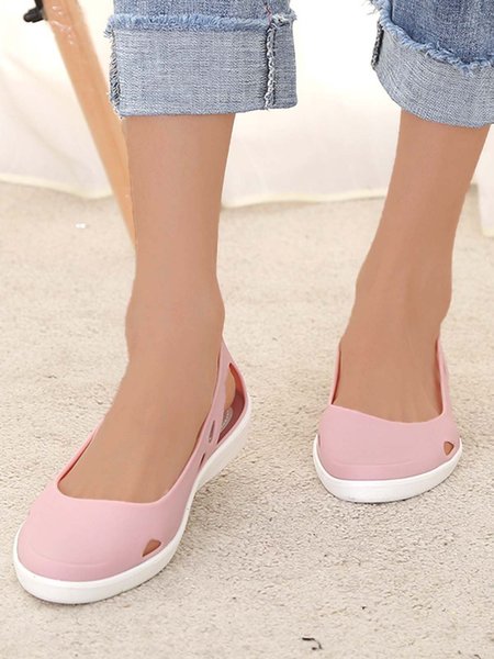 

Casual Hollow Out Waterproof Beach Shallow Shoes, Pink, Flats