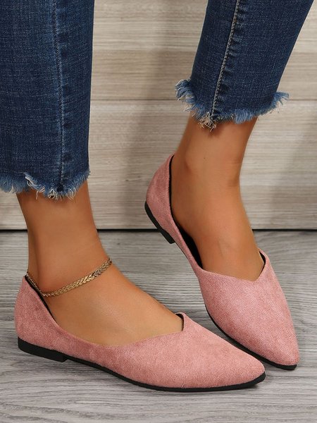 

Urban Simple Pointed Toe Flat Shoes, Pink, Flats