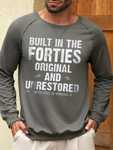 

Men’s Built In The Forties Original And Unrestored Casual Loose Sweatshirt, Gray, Hoodies&Sweatshirts
