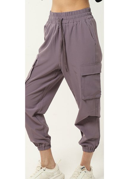 

Loose Plain Sports Sweatpants & Joggers, Purple, Pants