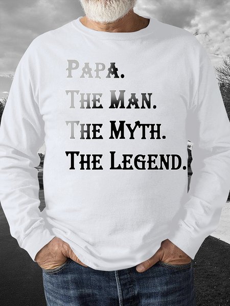 

Men’s Papa The Man The Myth The Legend Casual Text Letters Sweatshirt, White, Hoodies&Sweatshirts