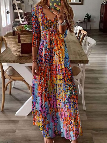 

Casual V Neck Knitted Regular Fit Dress, Red, Dresses