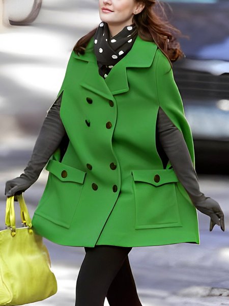 

Lapel Collar Urban Plain Loose Jacket, Green, Jackets